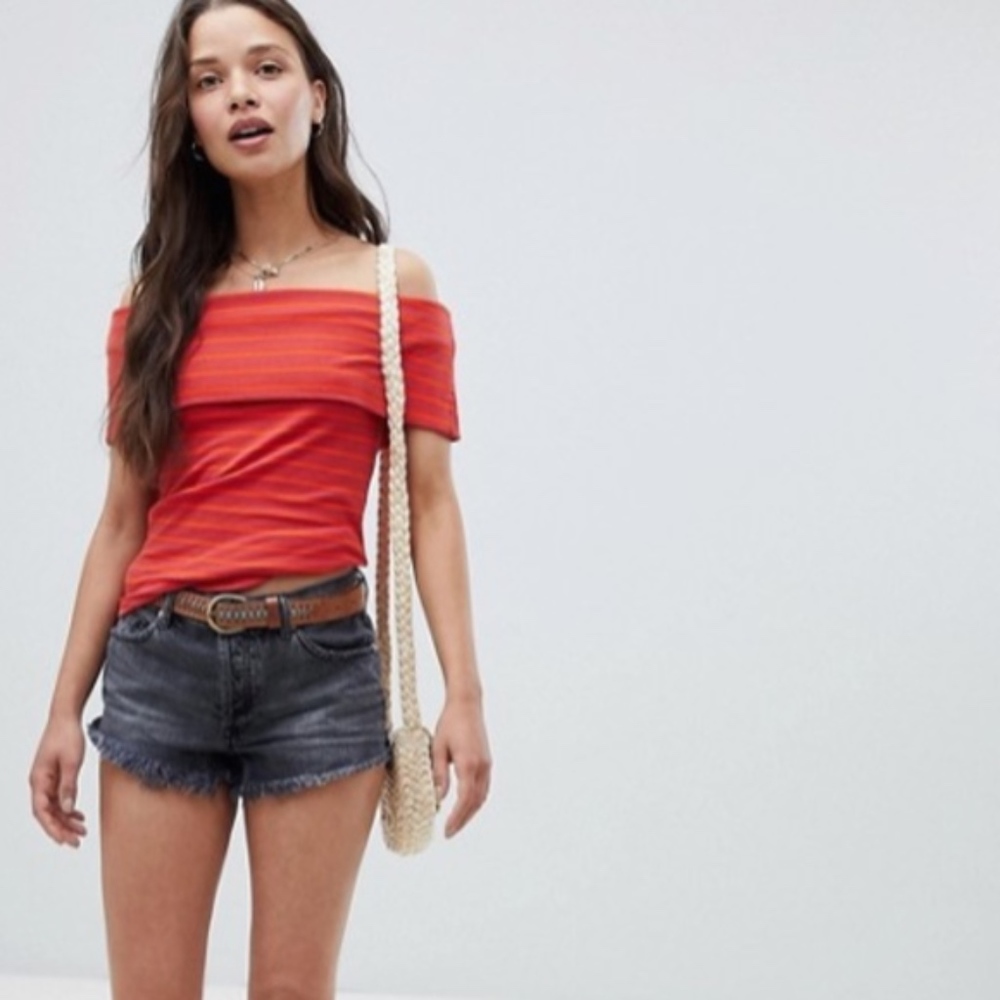 Free People Melbourne Off Shoulder Stripe Top